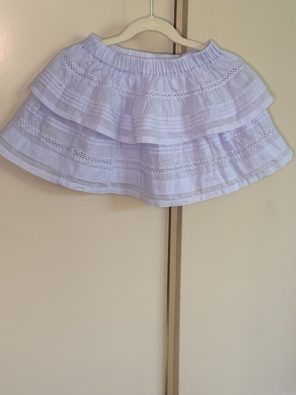 J.Crew Crewcuts Girls Light Blue Tiered Eyelet Skirt XS 4-5